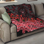 Essendon Bombers ANZAC Day Quilt Indigenous Dot Art with Poppy Flower Tribute