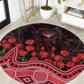 Essendon Bombers ANZAC Day Round Carpet Indigenous Dot Art with Poppy Flower Tribute