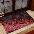 Essendon Bombers ANZAC Day Rubber Doormat Indigenous Dot Art with Poppy Flower Tribute