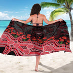 Essendon Bombers ANZAC Day Sarong Indigenous Dot Art with Poppy Flower Tribute