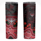 Essendon Bombers ANZAC Day Skinny Tumbler Indigenous Dot Art with Poppy Flower Tribute