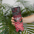 Essendon Bombers ANZAC Day Skinny Tumbler Indigenous Dot Art with Poppy Flower Tribute