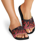 Essendon Bombers ANZAC Day Slide Sandals Indigenous Dot Art with Poppy Flower Tribute