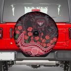 Essendon Bombers ANZAC Day Spare Tire Cover Indigenous Dot Art with Poppy Flower Tribute