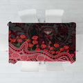 Essendon Bombers ANZAC Day Tablecloth Indigenous Dot Art with Poppy Flower Tribute