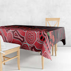 Essendon Bombers ANZAC Day Tablecloth Indigenous Dot Art with Poppy Flower Tribute