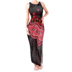 Essendon Bombers ANZAC Day Tank Maxi Dress Indigenous Dot Art with Poppy Flower Tribute