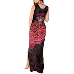 Essendon Bombers ANZAC Day Tank Maxi Dress Indigenous Dot Art with Poppy Flower Tribute