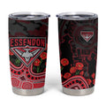 Essendon Bombers ANZAC Day Tumbler Cup Indigenous Dot Art with Poppy Flower Tribute