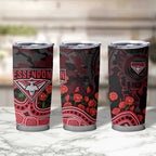 Essendon Bombers ANZAC Day Tumbler Cup Indigenous Dot Art with Poppy Flower Tribute