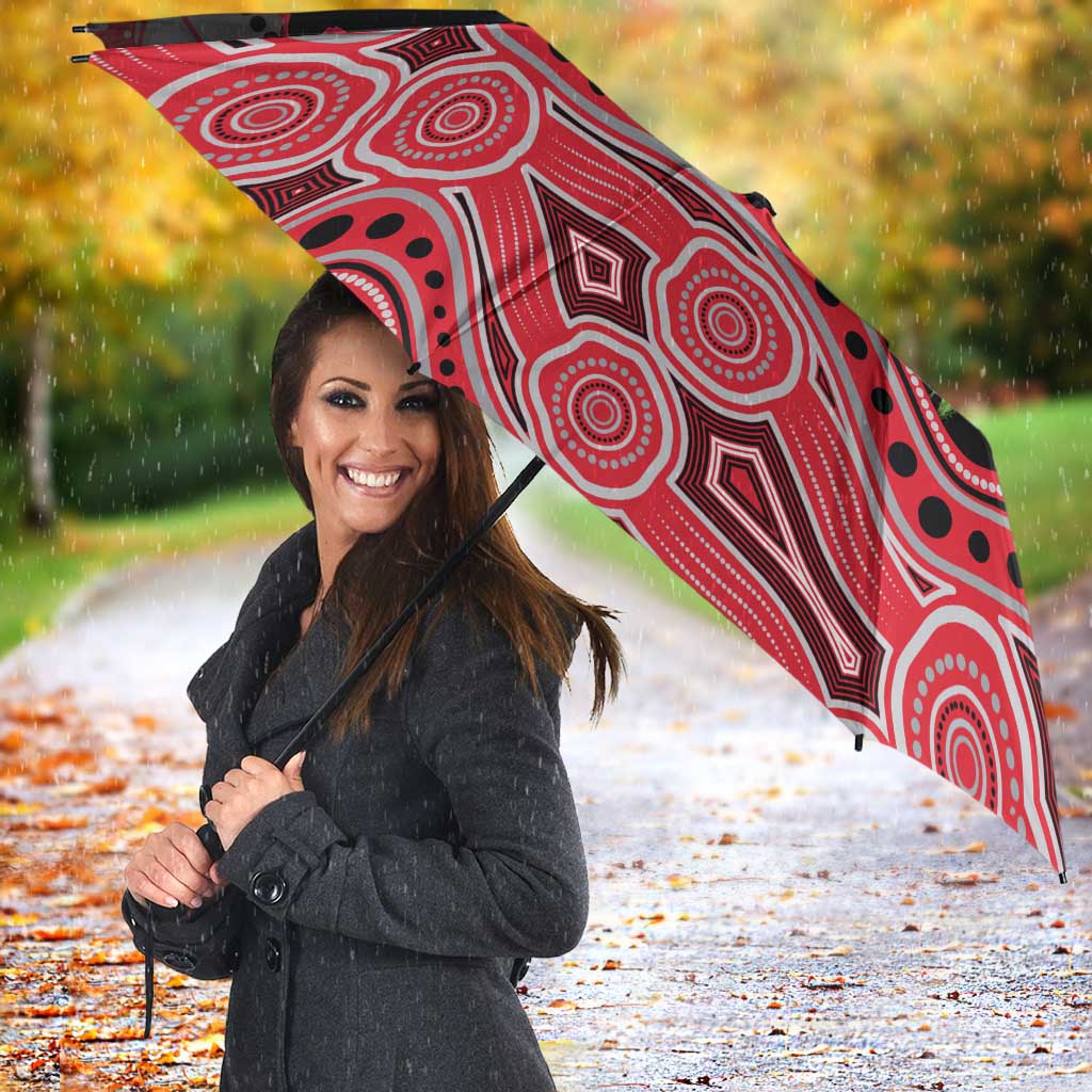 Essendon Bombers ANZAC Day Umbrella Indigenous Dot Art with Poppy Flower Tribute