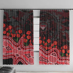 Essendon Bombers ANZAC Day Window Curtain Indigenous Dot Art with Poppy Flower Tribute