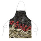 Collingwood Magpies ANZAC Day Apron Indigenous Dot Art with Poppy Flower Tribute