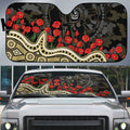 Collingwood Magpies ANZAC Day Auto Sun Shade Indigenous Dot Art with Poppy Flower Tribute