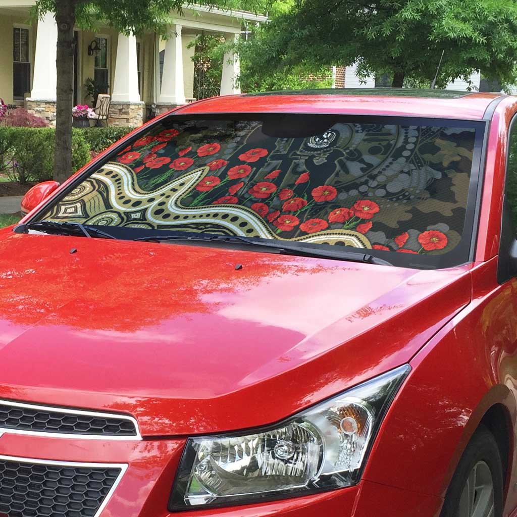 Collingwood Magpies ANZAC Day Auto Sun Shade Indigenous Dot Art with Poppy Flower Tribute