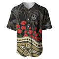 Collingwood Magpies ANZAC Day Baseball Jersey Indigenous Dot Art with Poppy Flower Tribute