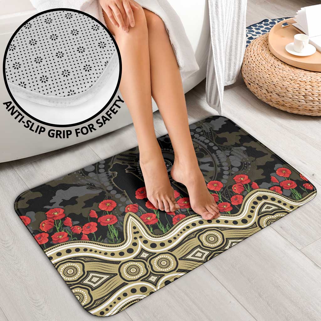 Collingwood Magpies ANZAC Day Bathroom Set Indigenous Dot Art with Poppy Flower Tribute