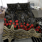 Collingwood Magpies ANZAC Day Bedding Set Indigenous Dot Art with Poppy Flower Tribute