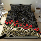 Collingwood Magpies ANZAC Day Bedding Set Indigenous Dot Art with Poppy Flower Tribute