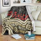 Collingwood Magpies ANZAC Day Blanket Indigenous Dot Art with Poppy Flower Tribute