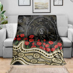 Collingwood Magpies ANZAC Day Blanket Indigenous Dot Art with Poppy Flower Tribute