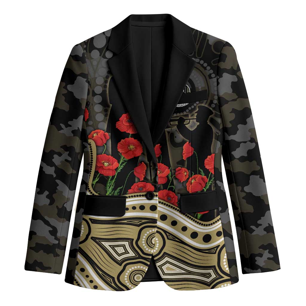 Collingwood Magpies ANZAC Day Blazer Indigenous Dot Art with Poppy Flower Tribute