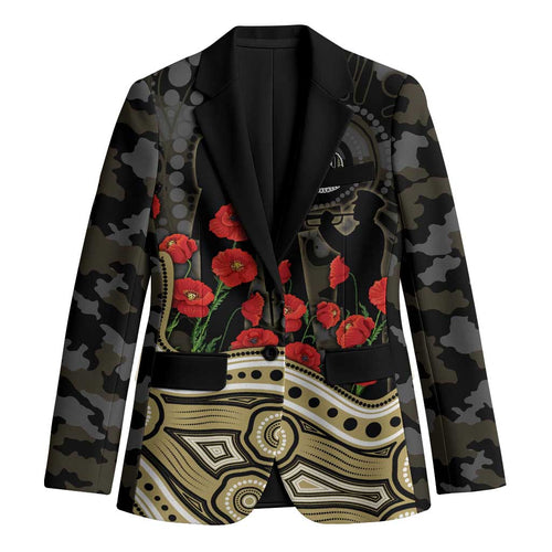 Collingwood Magpies ANZAC Day Blazer Indigenous Dot Art with Poppy Flower Tribute