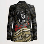 Collingwood Magpies ANZAC Day Blazer Indigenous Dot Art with Poppy Flower Tribute