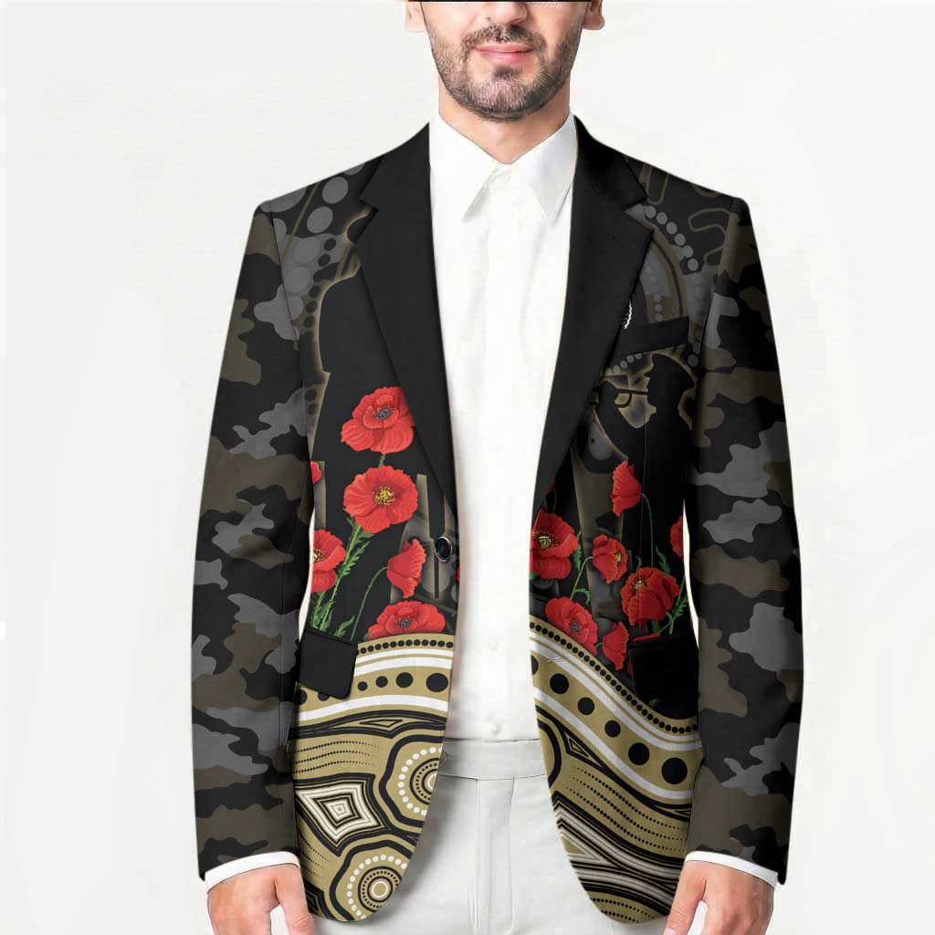 Collingwood Magpies ANZAC Day Blazer Indigenous Dot Art with Poppy Flower Tribute