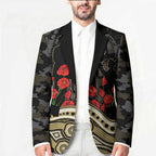 Collingwood Magpies ANZAC Day Blazer Indigenous Dot Art with Poppy Flower Tribute