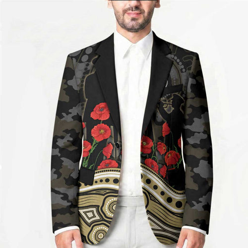 Collingwood Magpies ANZAC Day Blazer Indigenous Dot Art with Poppy Flower Tribute