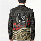 Collingwood Magpies ANZAC Day Blazer Indigenous Dot Art with Poppy Flower Tribute