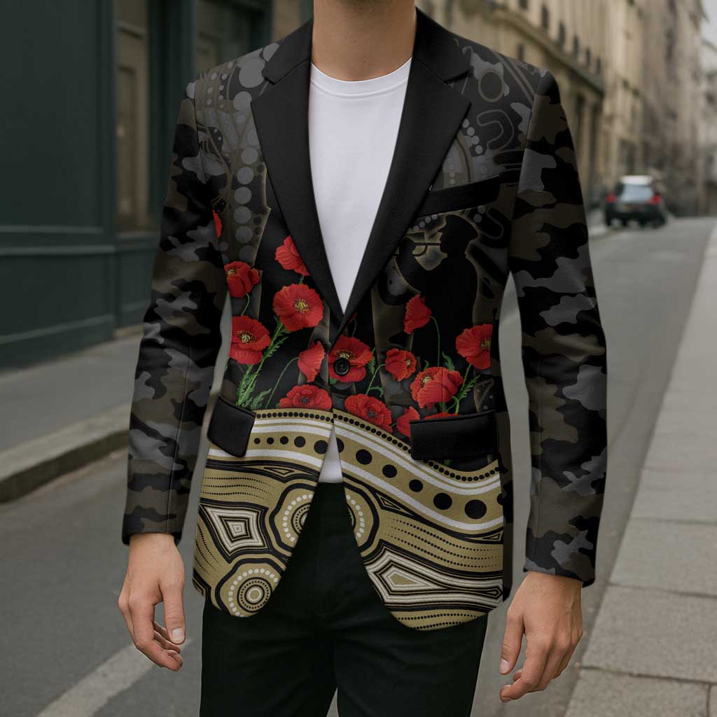 Collingwood Magpies ANZAC Day Blazer Indigenous Dot Art with Poppy Flower Tribute