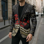 Collingwood Magpies ANZAC Day Blazer Indigenous Dot Art with Poppy Flower Tribute