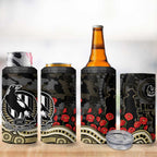 Collingwood Magpies ANZAC Day 4 in 1 Can Cooler Tumbler Indigenous Dot Art with Poppy Flower Tribute