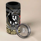 Collingwood Magpies ANZAC Day 4 in 1 Can Cooler Tumbler Indigenous Dot Art with Poppy Flower Tribute