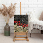 Collingwood Magpies ANZAC Day Canvas Wall Art Indigenous Dot Art with Poppy Flower Tribute