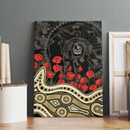 Collingwood Magpies ANZAC Day Canvas Wall Art Indigenous Dot Art with Poppy Flower Tribute