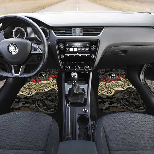 Collingwood Magpies ANZAC Day Car Mats Indigenous Dot Art with Poppy Flower Tribute