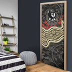 Collingwood Magpies ANZAC Day Door Cover Indigenous Dot Art with Poppy Flower Tribute
