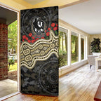 Collingwood Magpies ANZAC Day Door Cover Indigenous Dot Art with Poppy Flower Tribute