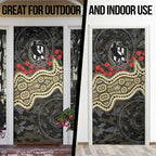 Collingwood Magpies ANZAC Day Door Cover Indigenous Dot Art with Poppy Flower Tribute