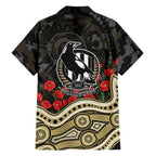 Collingwood Magpies ANZAC Day Family Matching Mermaid Dress and Hawaiian Shirt Indigenous Dot Art with Poppy Flower Tribute