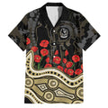 Collingwood Magpies ANZAC Day Family Matching Off The Shoulder Long Sleeve Dress and Hawaiian Shirt Indigenous Dot Art with Poppy Flower Tribute