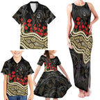 Collingwood Magpies ANZAC Day Family Matching Tank Maxi Dress and Hawaiian Shirt Indigenous Dot Art with Poppy Flower Tribute