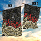 Collingwood Magpies ANZAC Day Garden Flag Indigenous Dot Art with Poppy Flower Tribute