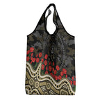 Collingwood Magpies ANZAC Day Grocery Bag Indigenous Dot Art with Poppy Flower Tribute