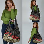 Collingwood Magpies ANZAC Day Grocery Bag Indigenous Dot Art with Poppy Flower Tribute