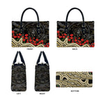 Collingwood Magpies ANZAC Day Leather Bag Indigenous Dot Art with Poppy Flower Tribute