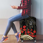 Collingwood Magpies ANZAC Day Luggage Cover Indigenous Dot Art with Poppy Flower Tribute